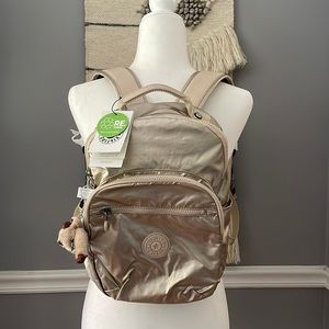 New with tags! Kipling KI3789 Seoul S 3EV STARRY GOLD METALLIC BACKPACK.